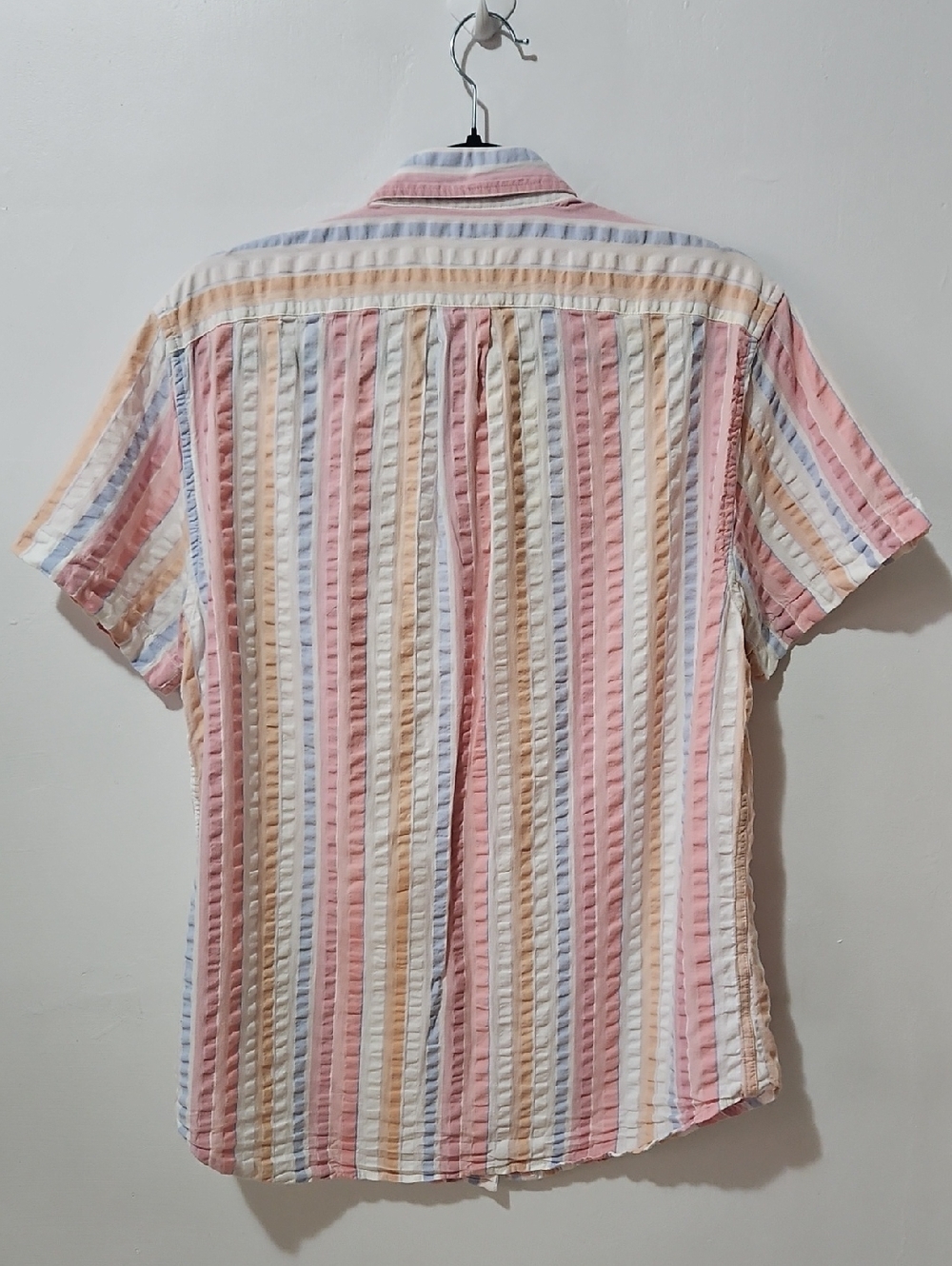 J. Crew Mens Slim Pastel Stripes Seersucker Organic Cotton Short Sleeve M - Picture 4 of 12